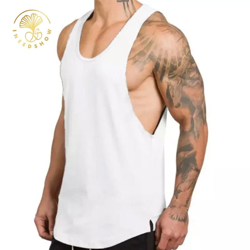 Custom Logo Running Workout Athletic Vest Fitness Wear Men Gym Stringer Muscle Cotton Men's Blank Sports Oversized Tank Tops - Cozy & Co. Market