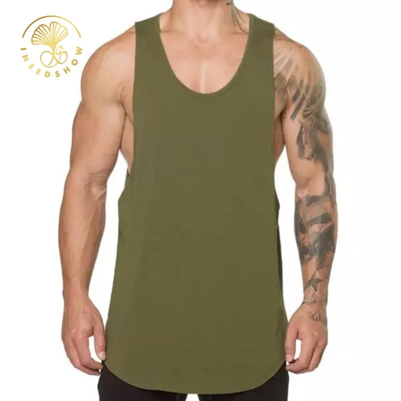 Custom Logo Running Workout Athletic Vest Fitness Wear Men Gym Stringer Muscle Cotton Men's Blank Sports Oversized Tank Tops - Cozy & Co. Market