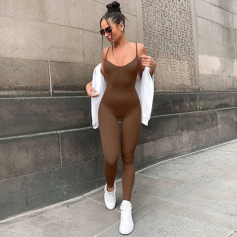 Custom Womens Hot Mom Solid Color Yoga Sports Jumpsuit Women Waist Restraint Leggings - Cozy & Co. Market