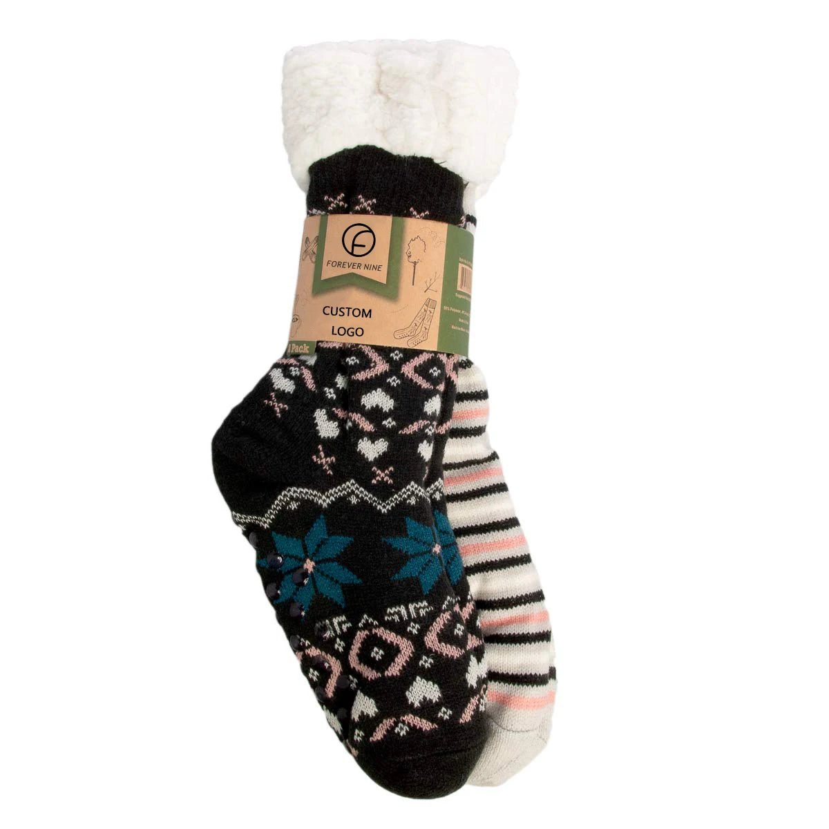 Customizable Thermal Sherpa Dress Socks Winter Warm Fuzzy Anti-Slip Crew Length Knitted Fleece Lined Floor Slippers - Cozy & Co. Market
