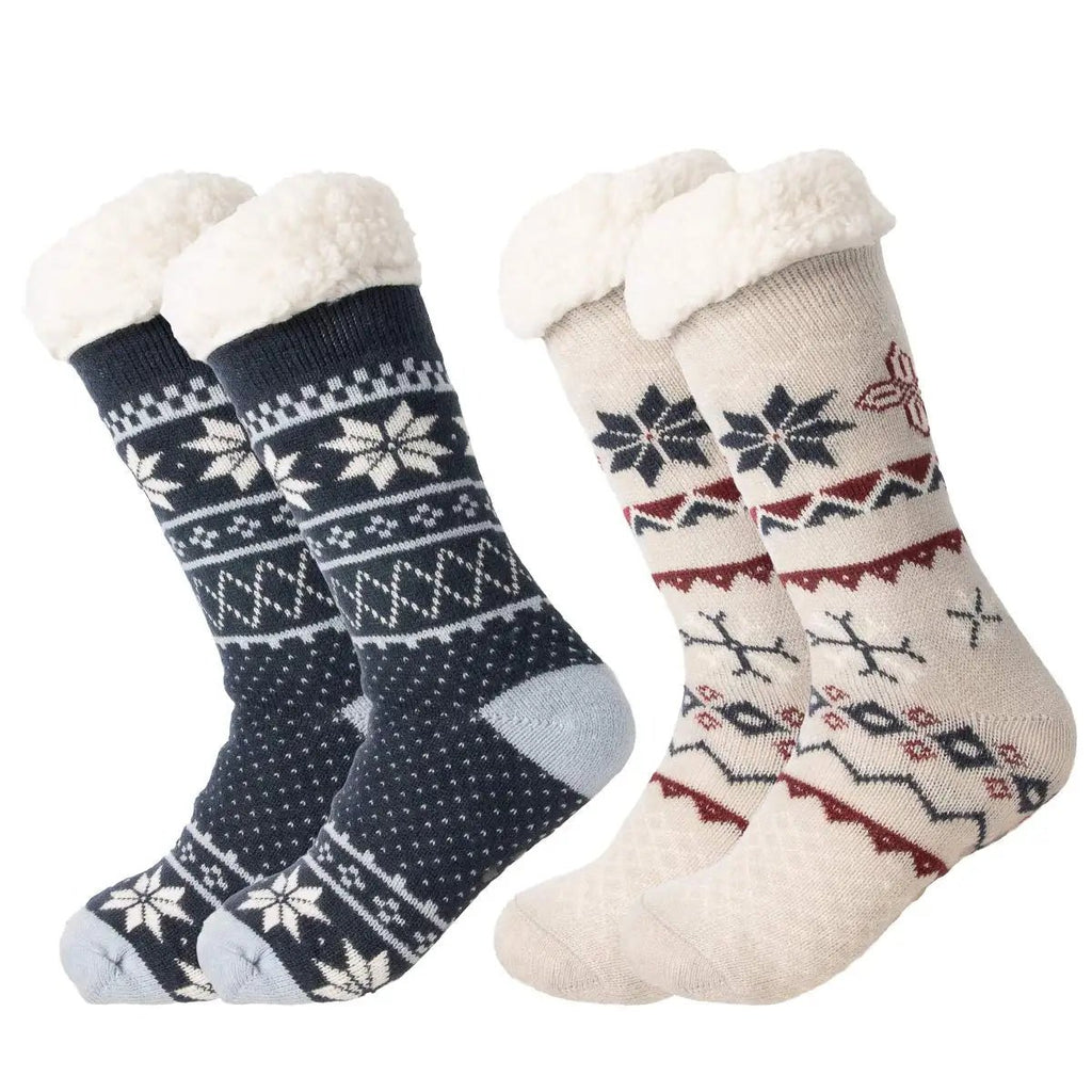Customizable Thermal Sherpa Dress Socks Winter Warm Fuzzy Anti-Slip Crew Length Knitted Fleece Lined Floor Slippers - Cozy & Co. Market