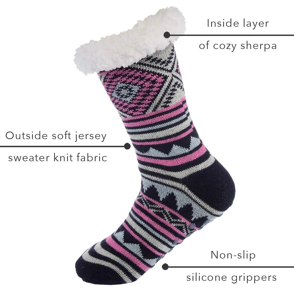 Customizable Thermal Sherpa Dress Socks Winter Warm Fuzzy Anti-Slip Crew Length Knitted Fleece Lined Floor Slippers - Cozy & Co. Market