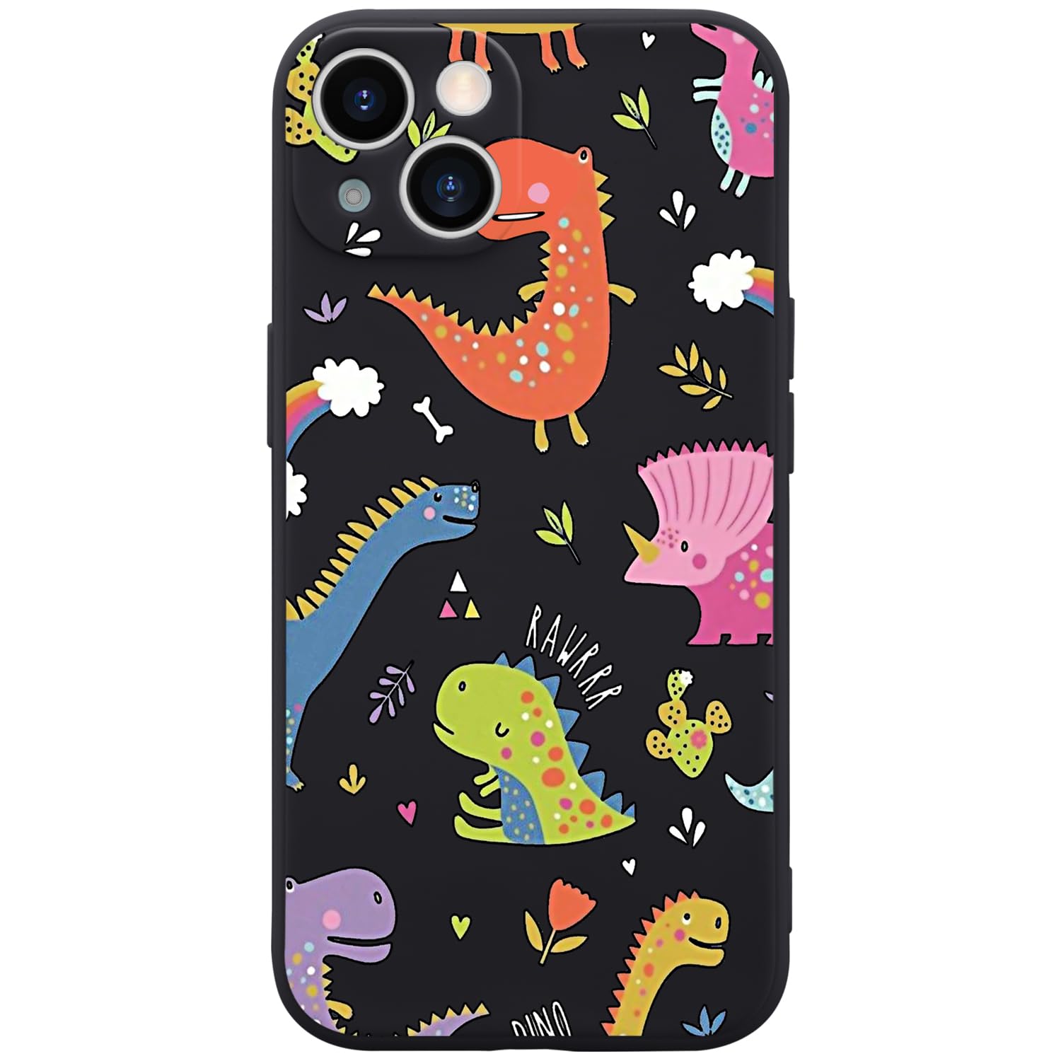 Cute Dinosaurs Phone Case for iPhone 12 Cartoon Dinosaurs Dino Case Cover Liquid Silicone Soft Gel Rubber Matt Phone Cover with Microfiber Lining - Cozy & Co. Market