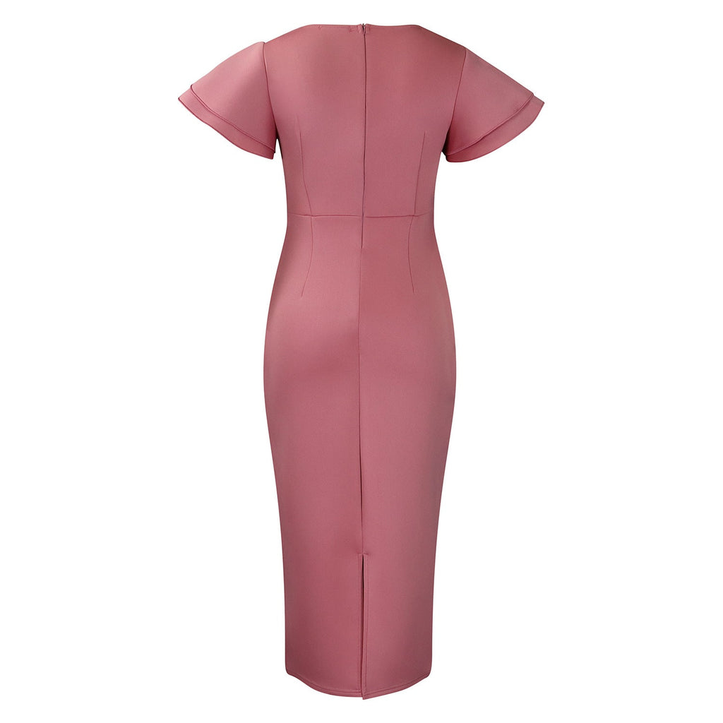 D3310 New Cross-border Amazon European and American Fashion Elegant Ruffled Solid Color Hip African dress - Cozy & Co. Market