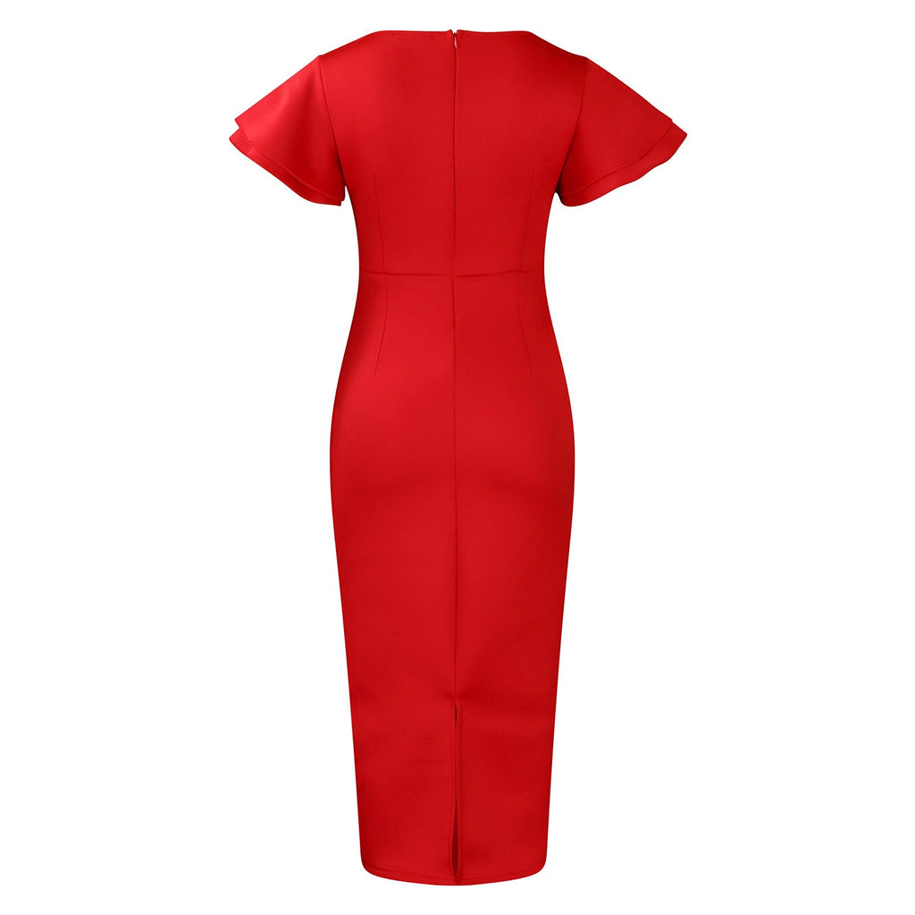 D3310 New Cross-border Amazon European and American Fashion Elegant Ruffled Solid Color Hip African dress - Cozy & Co. Market