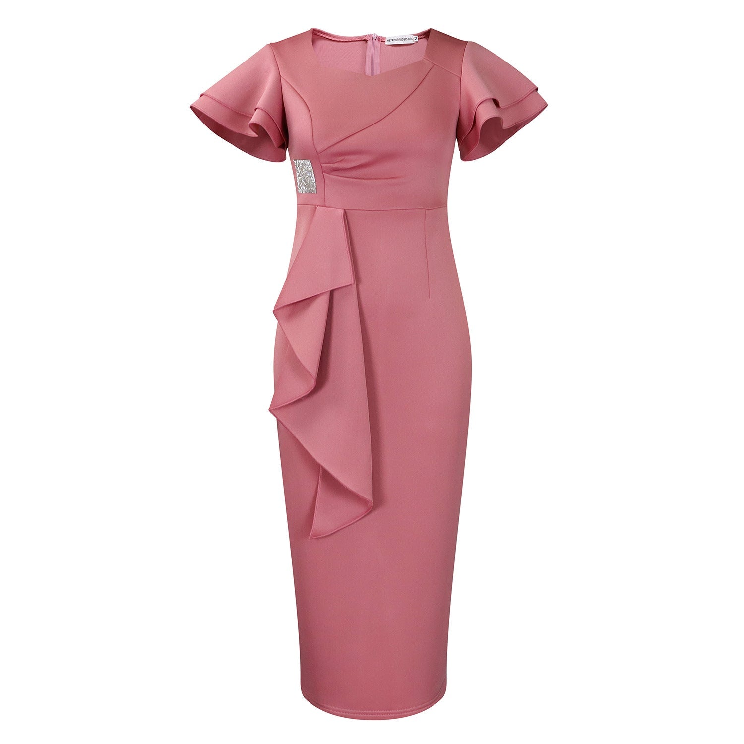D3310 New Cross-border Amazon European and American Fashion Elegant Ruffled Solid Color Hip African dress - Cozy & Co. Market
