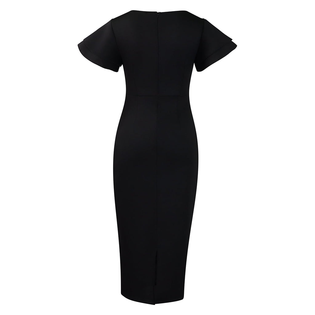 D3310 New Cross-border Amazon European and American Fashion Elegant Ruffled Solid Color Hip African dress - Cozy & Co. Market