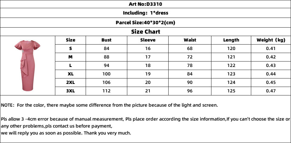 D3310 New Cross-border Amazon European and American Fashion Elegant Ruffled Solid Color Hip African dress - Cozy & Co. Market