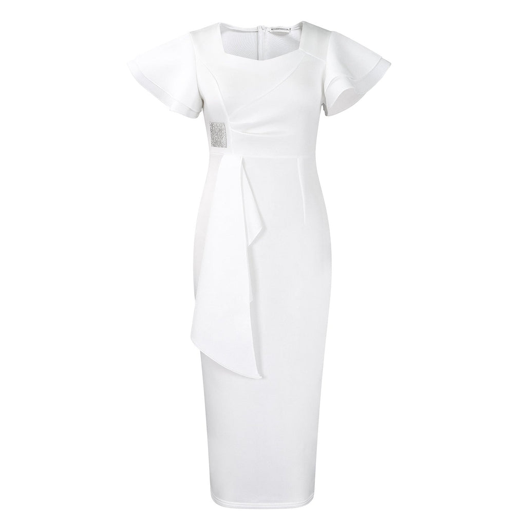 D3310 New Cross-border Amazon European and American Fashion Elegant Ruffled Solid Color Hip African dress - Cozy & Co. Market