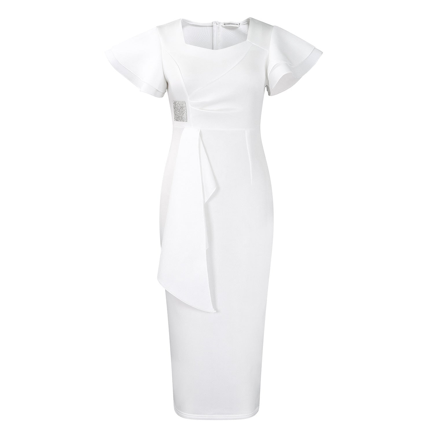 D3310 New Cross-border Amazon European and American Fashion Elegant Ruffled Solid Color Hip African dress - Cozy & Co. Market