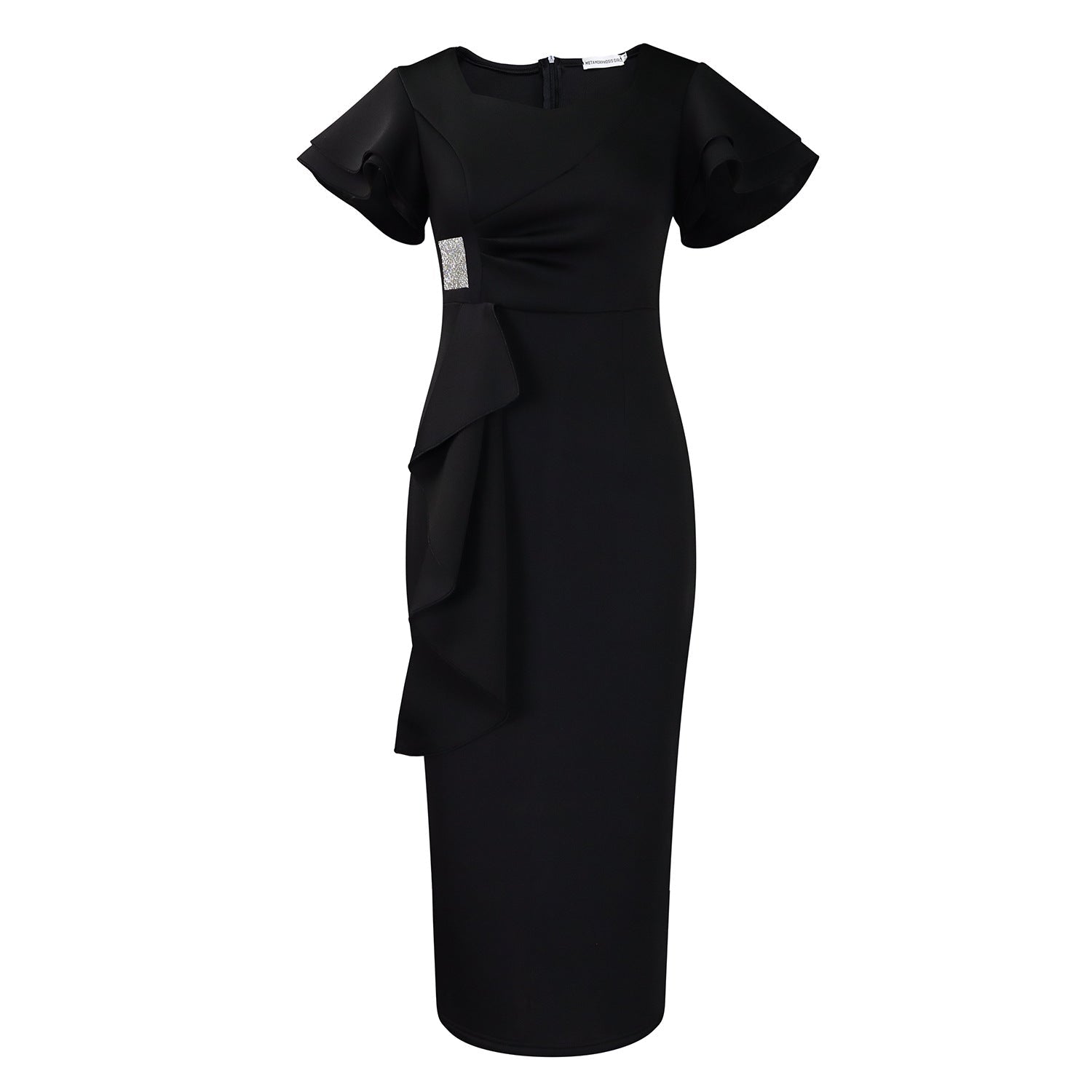 D3310 New Cross-border Amazon European and American Fashion Elegant Ruffled Solid Color Hip African dress - Cozy & Co. Market