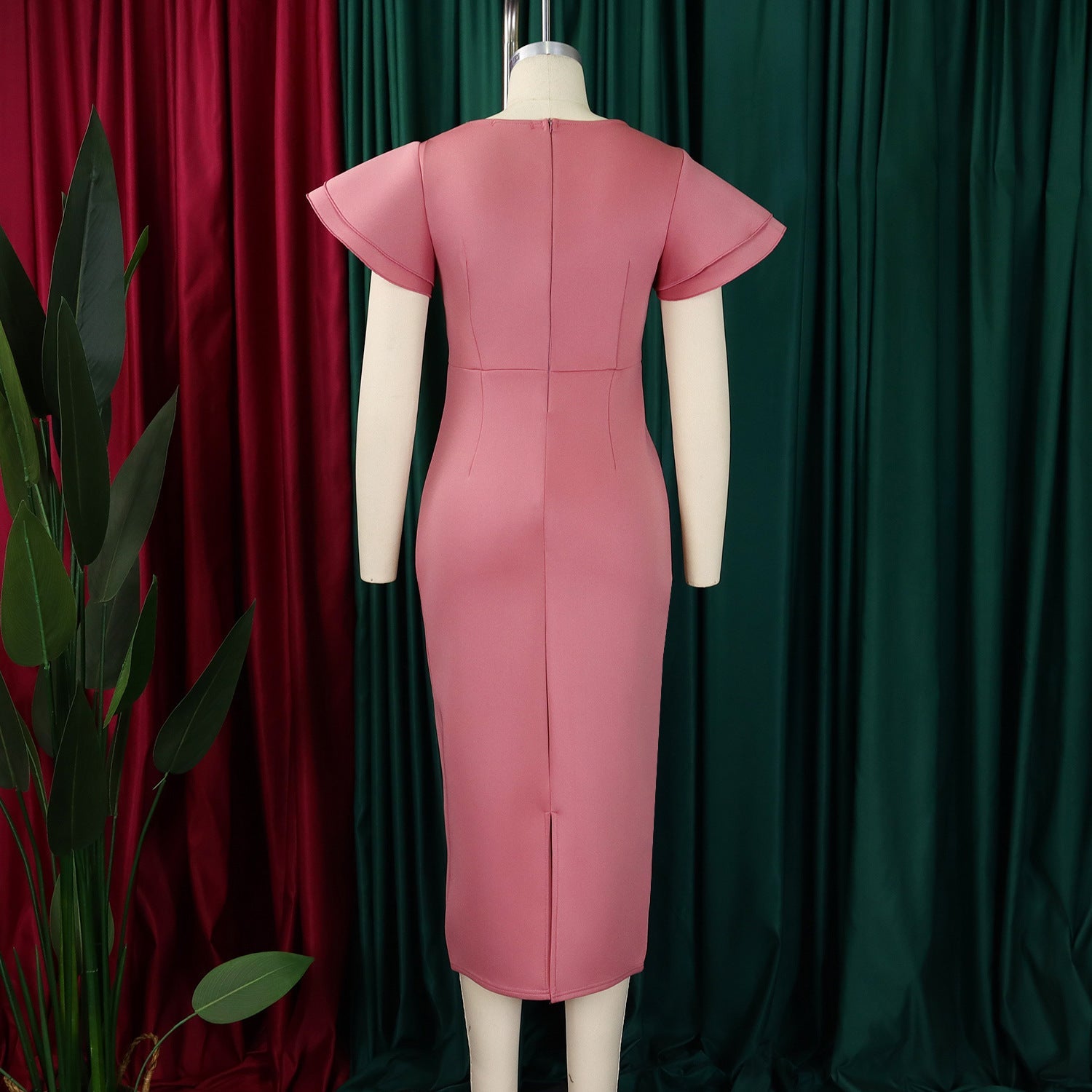 D3310 New Cross-border Amazon European and American Fashion Elegant Ruffled Solid Color Hip African dress - Cozy & Co. Market