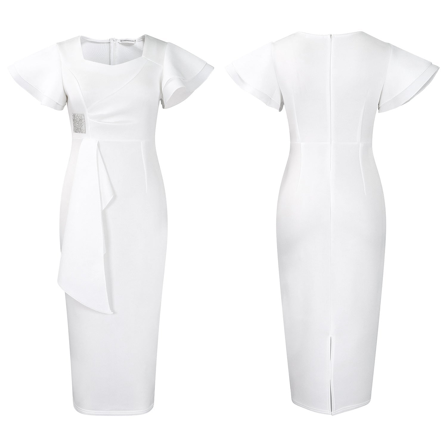 D3310 New Cross-border Amazon European and American Fashion Elegant Ruffled Solid Color Hip African dress - Cozy & Co. Market