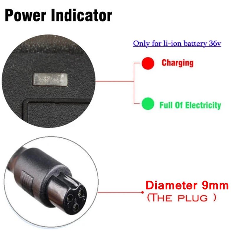 DC42V 2A Universal Lithium Battery Charger Output 9mm 3 Pins For 36V Hoverboard Self-Balancing 100-240V AC Charge EU US Plug - Cozy & Co. Market
