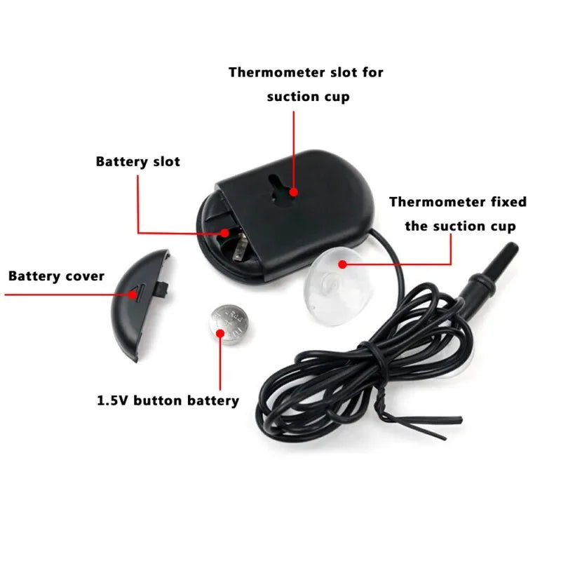 Digital Aquarium Thermometer with Probe Suction Cup Fish Tank Water Electronic Thermometer Measurement Degrees Celsius ℃ - Cozy & Co. Market