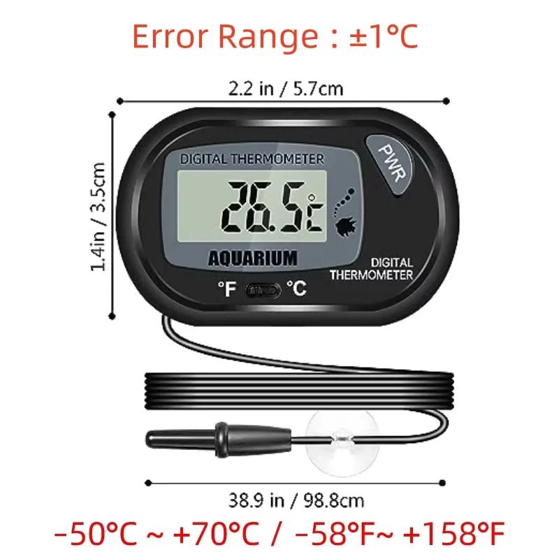 Digital Aquarium Thermometer with Probe Suction Cup Fish Tank Water Electronic Thermometer Measurement Degrees Celsius ℃ - Cozy & Co. Market