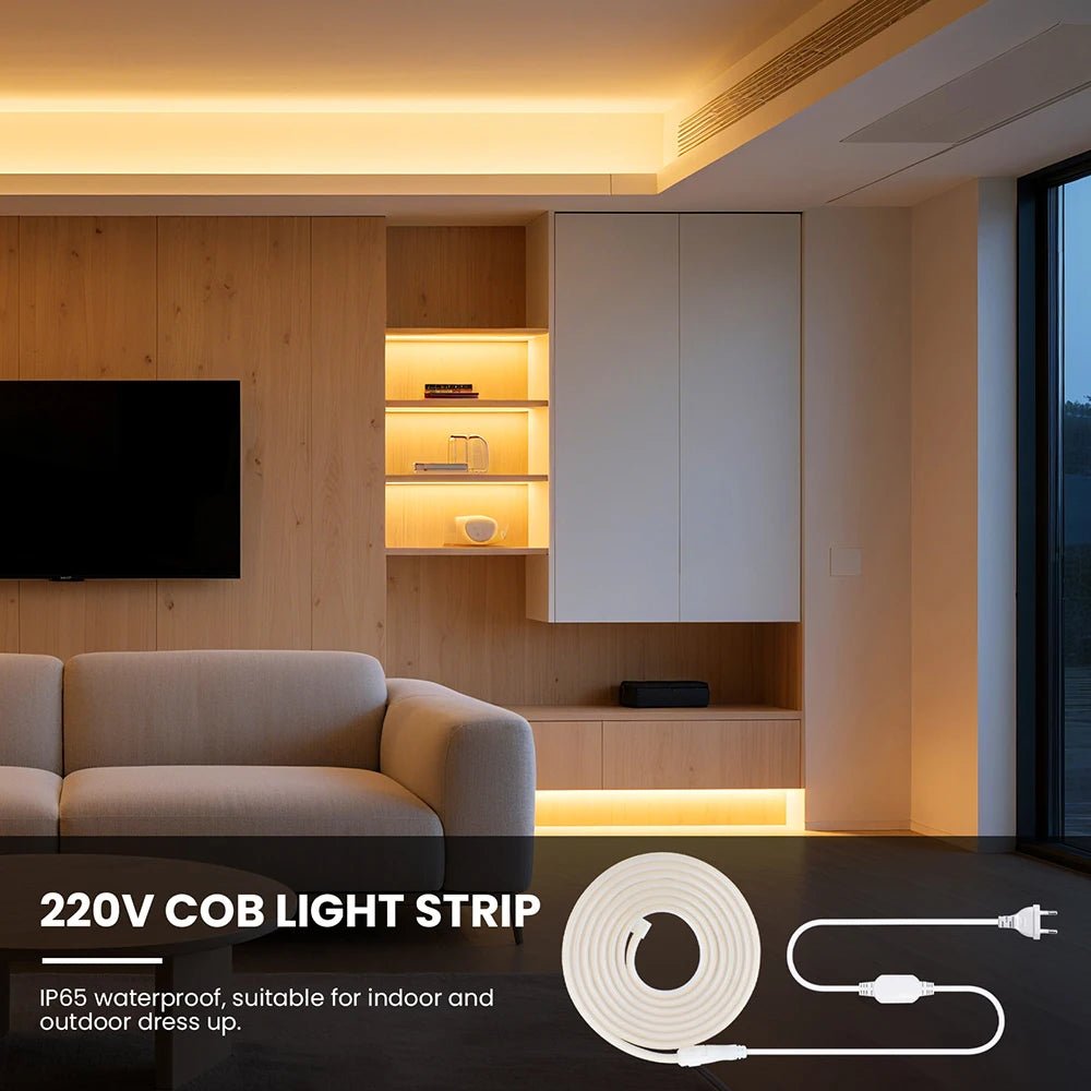 Dimmable 220V COB LED Neon Strip Light Switch Dimmer Power Kit 5m 10m 30m 3000K 4000K 6000K 288 LEDs Flex Tape 0.5m Waterproof - Cozy & Co. Market