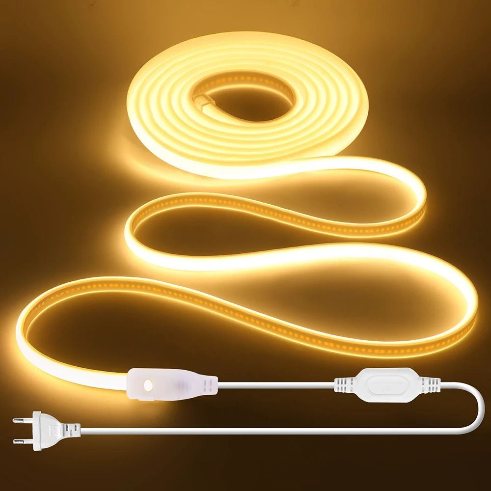 Dimmable 220V COB LED Neon Strip Light Switch Dimmer Power Kit 5m 10m 30m 3000K 4000K 6000K 288 LEDs Flex Tape 0.5m Waterproof - Cozy & Co. Market