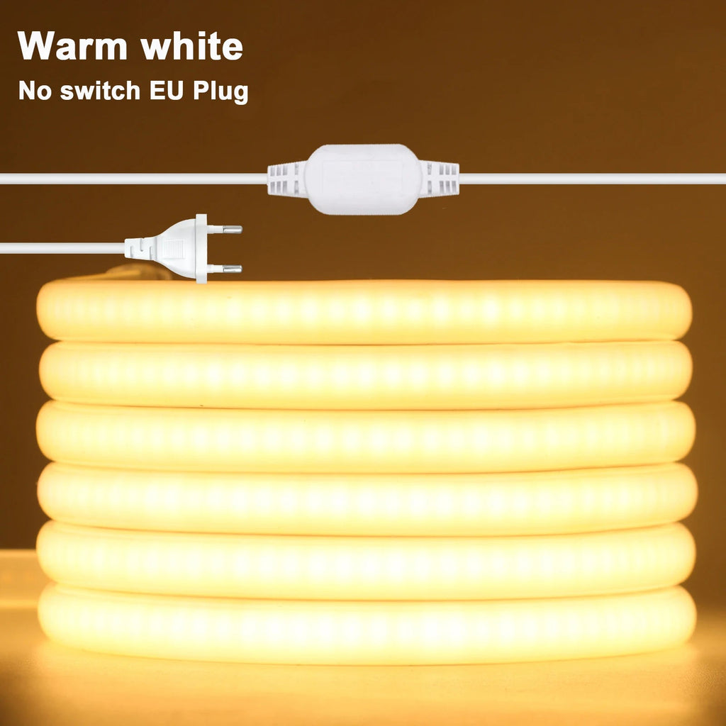 Dimmable Switch 220V COB LED Strip Neon Light Dimmer Power Kit Waterproof 3000K 4000K 6000K 288LED Kitchen Room Decor Flex Lamp - Cozy & Co. Market