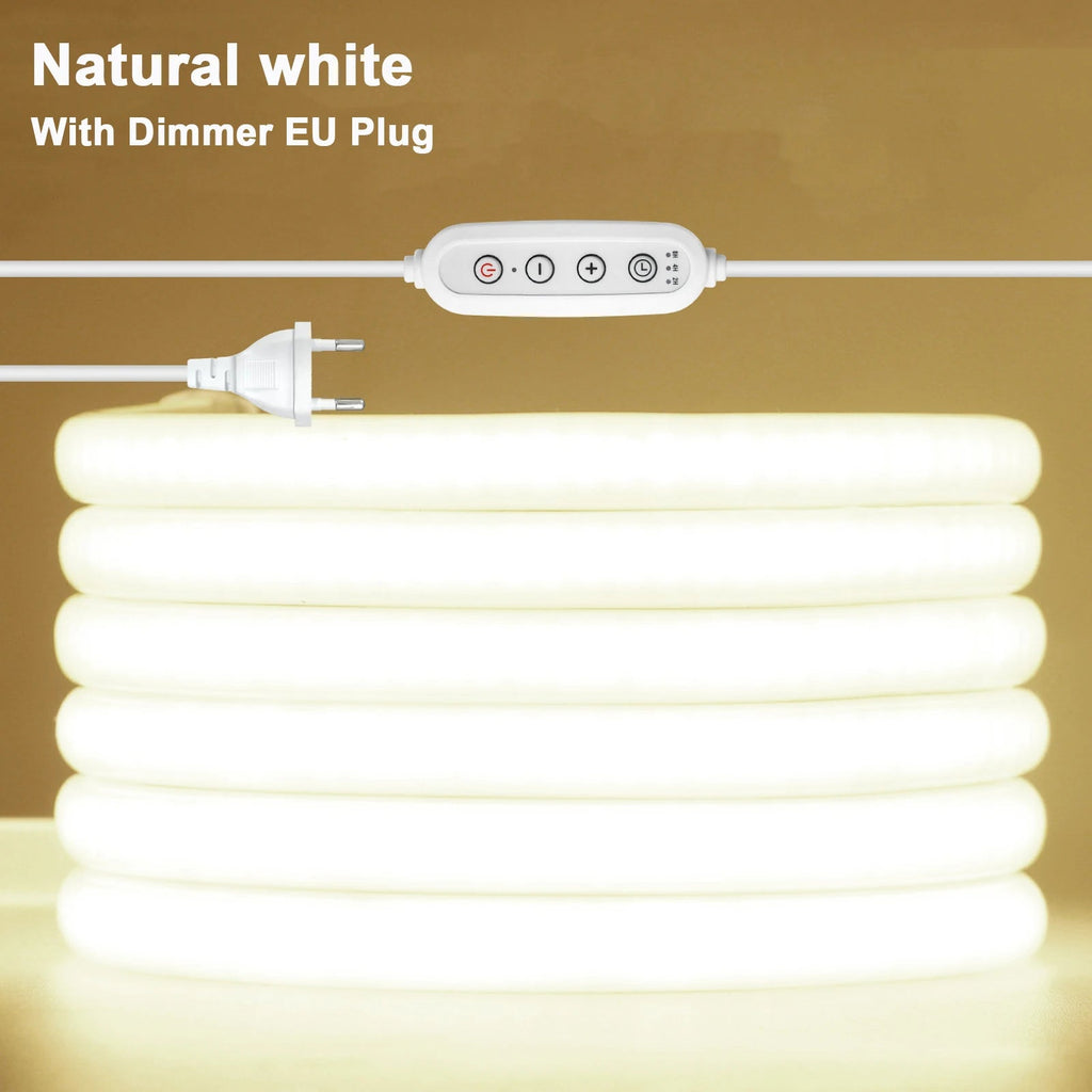 Dimmable Switch 220V COB LED Strip Neon Light Dimmer Power Kit Waterproof 3000K 4000K 6000K 288LED Kitchen Room Decor Flex Lamp - Cozy & Co. Market