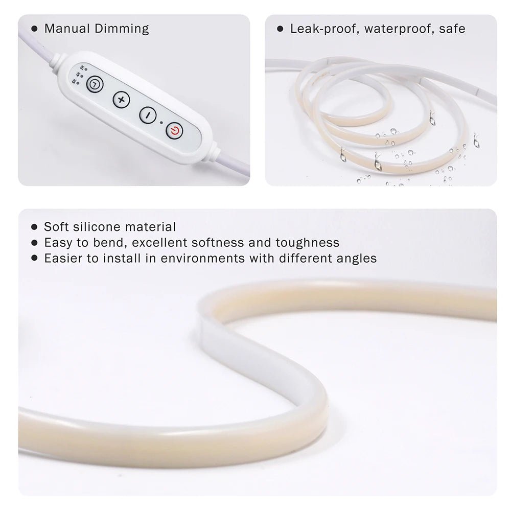 Dimmable Switch 220V COB LED Strip Neon Light Dimmer Power Kit Waterproof 3000K 4000K 6000K 288LED Kitchen Room Decor Flex Lamp - Cozy & Co. Market