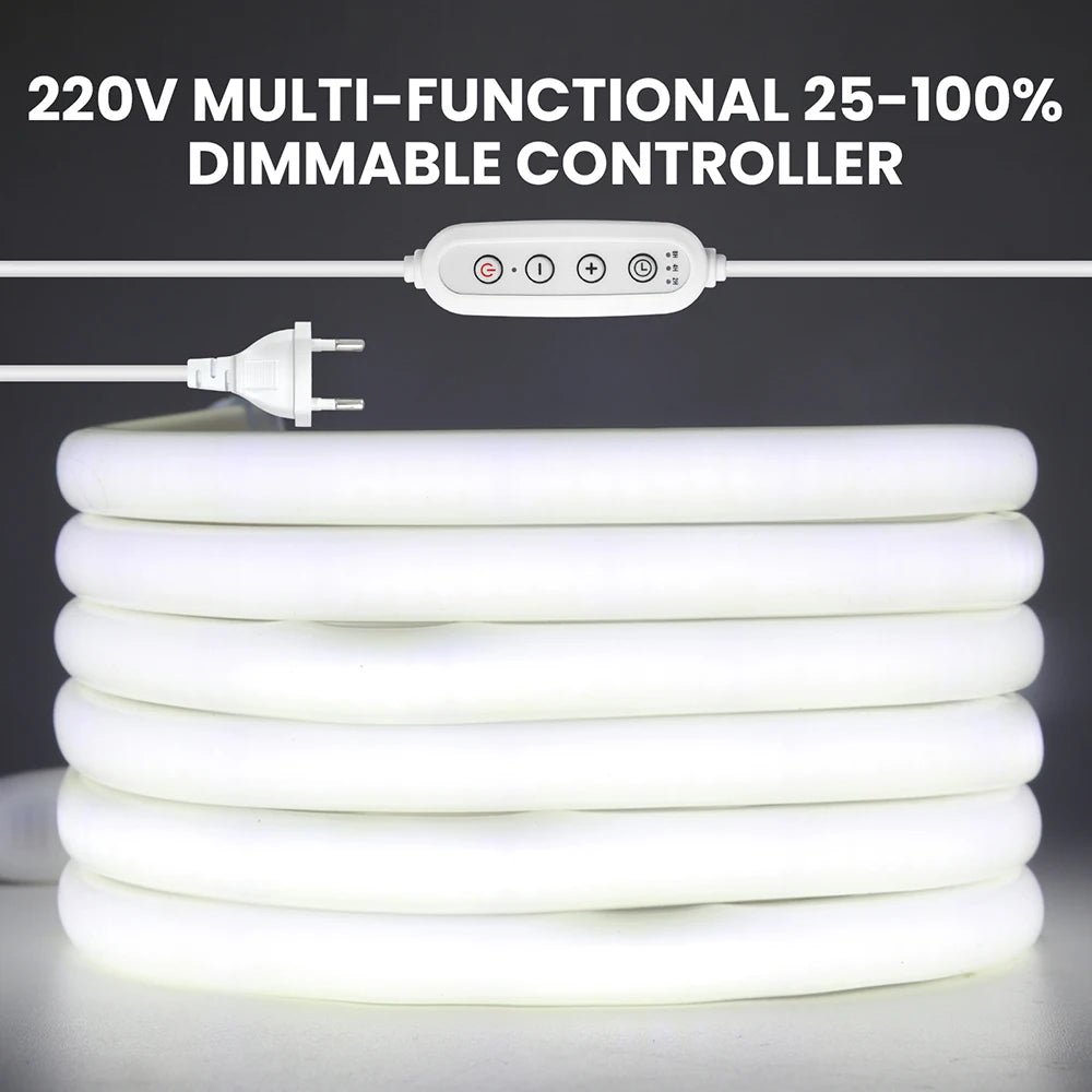 Dimmable Switch 220V COB LED Strip Neon Light Dimmer Power Kit Waterproof 3000K 4000K 6000K 288LED Kitchen Room Decor Flex Lamp - Cozy & Co. Market