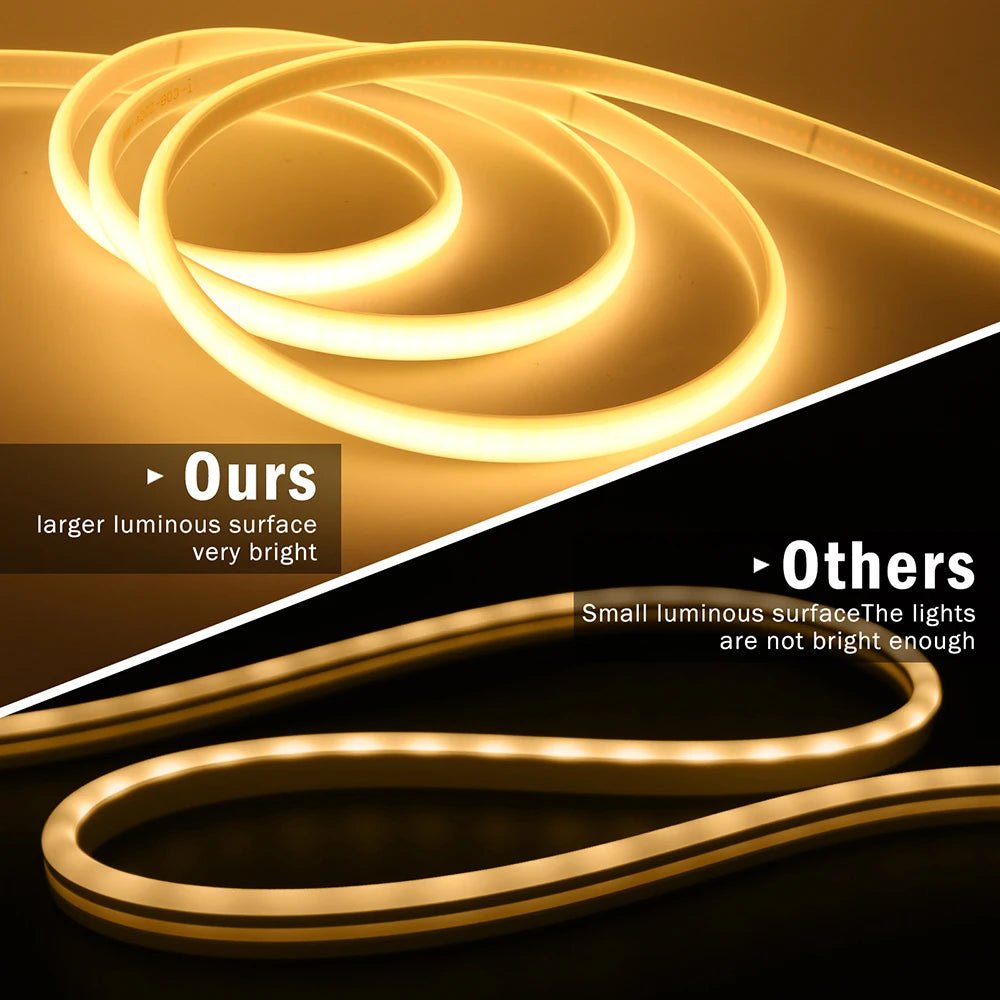 Dimmable Switch 220V COB LED Strip Neon Light Dimmer Power Kit Waterproof 3000K 4000K 6000K 288LED Kitchen Room Decor Flex Lamp - Cozy & Co. Market