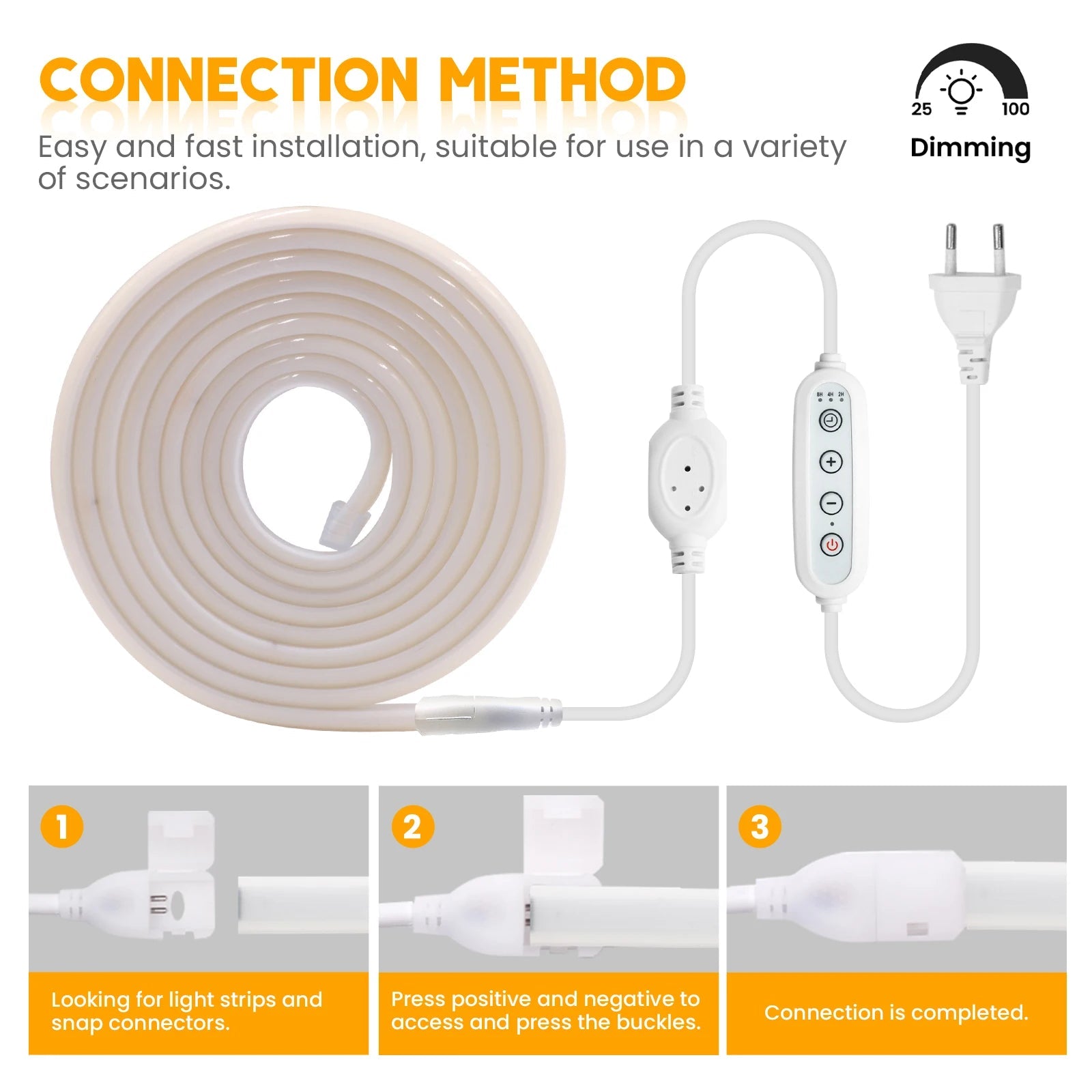 Dimmable Switch 220V COB LED Strip Neon Light Dimmer Power Kit Waterproof 3000K 4000K 6000K 288LED Kitchen Room Decor Flex Lamp - Cozy & Co. Market