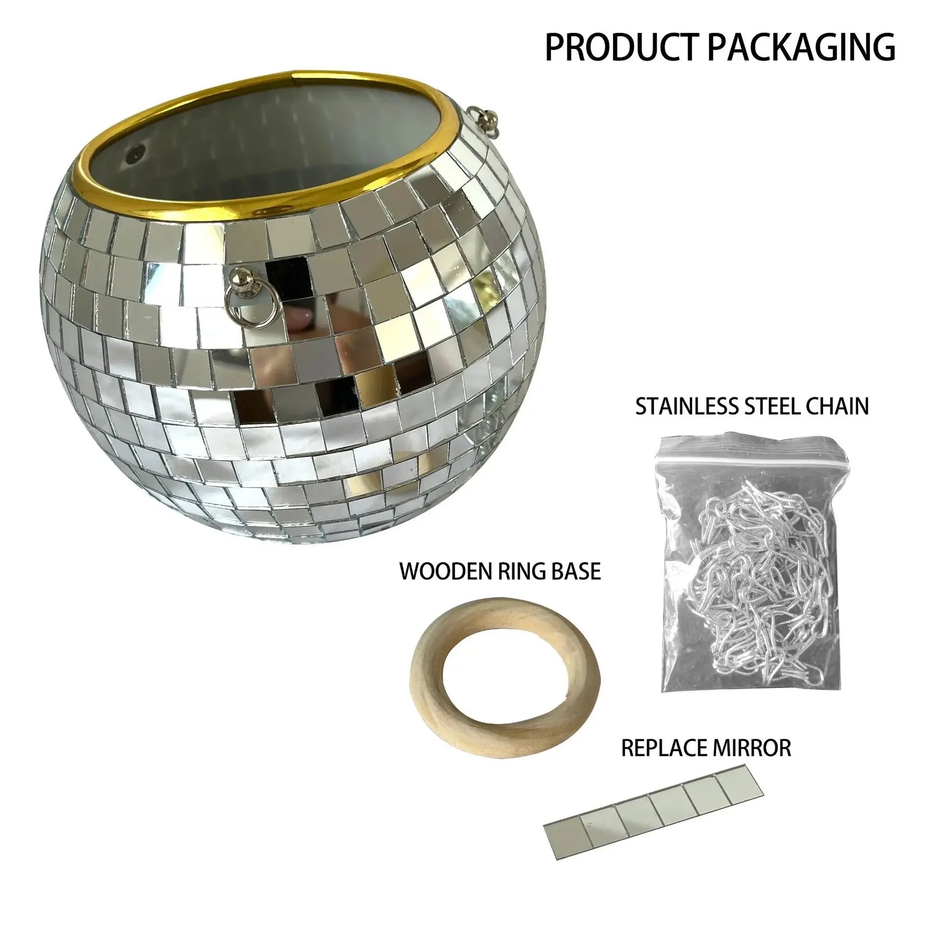 Disco Ball Hanging Flower Planter - Bohemian Rope Mirror Basket for Indoor Plants, Garden & Home Decor Vase - Cozy & Co. Market