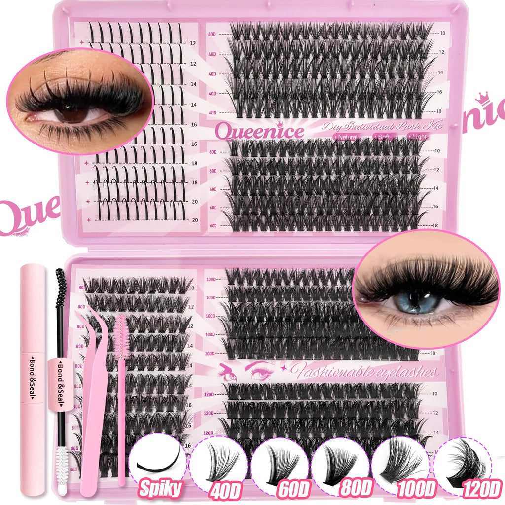 DIY Lash Extension Kit Clusters Individual Eyelashes Kit 9-16mm with Bond and Seal Wispy Natural Mange Lashes - Cozy & Co. Market
