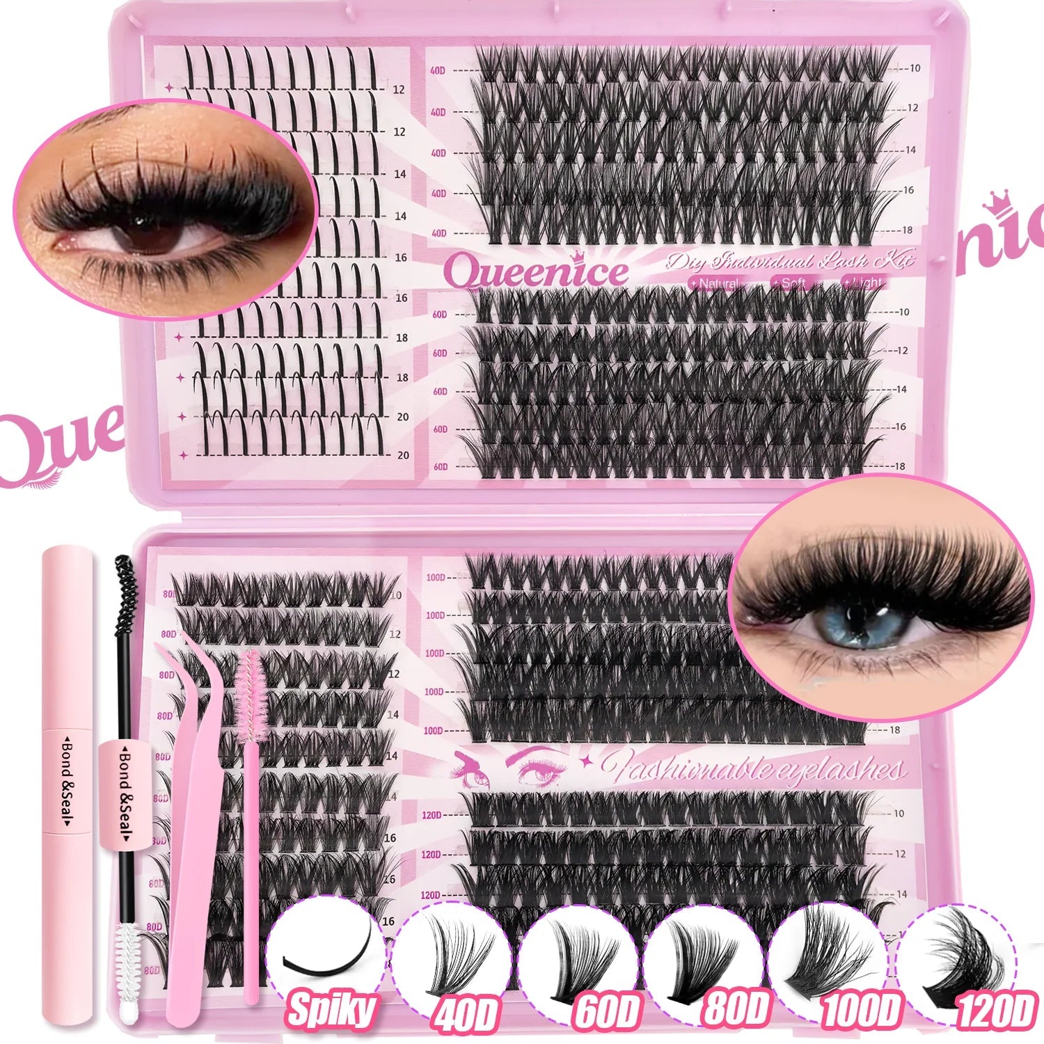 DIY Lash Extension Kit Clusters Individual Eyelashes Kit 9-16mm with Bond and Seal Wispy Natural Mange Lashes - Cozy & Co. Market