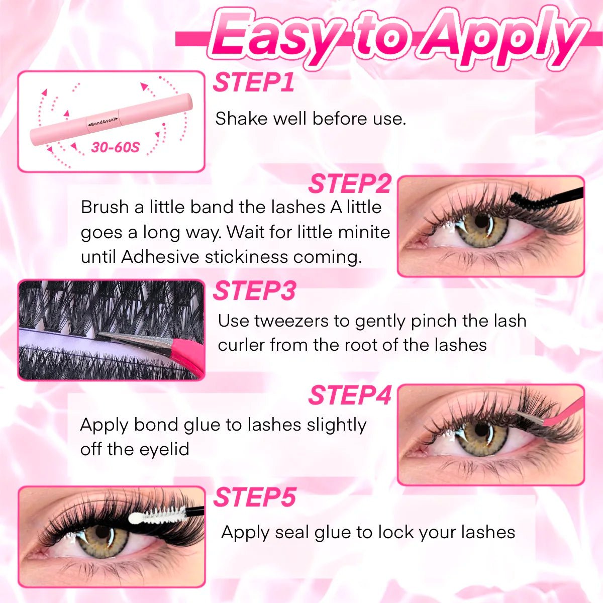 DIY Lash Extension Kit Clusters Individual Eyelashes Kit 9-16mm with Bond and Seal Wispy Natural Mange Lashes - Cozy & Co. Market