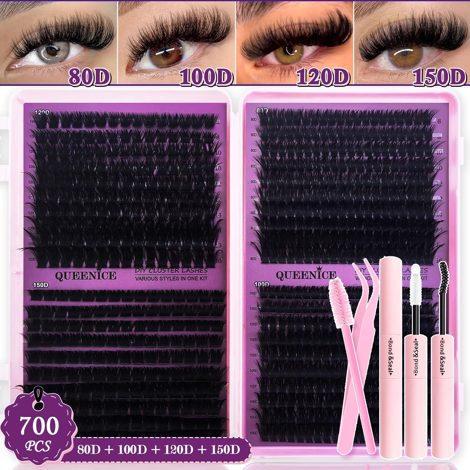 DIY Lash Extension Kit Clusters Individual Eyelashes Kit 9-16mm with Bond and Seal Wispy Natural Mange Lashes - Cozy & Co. Market