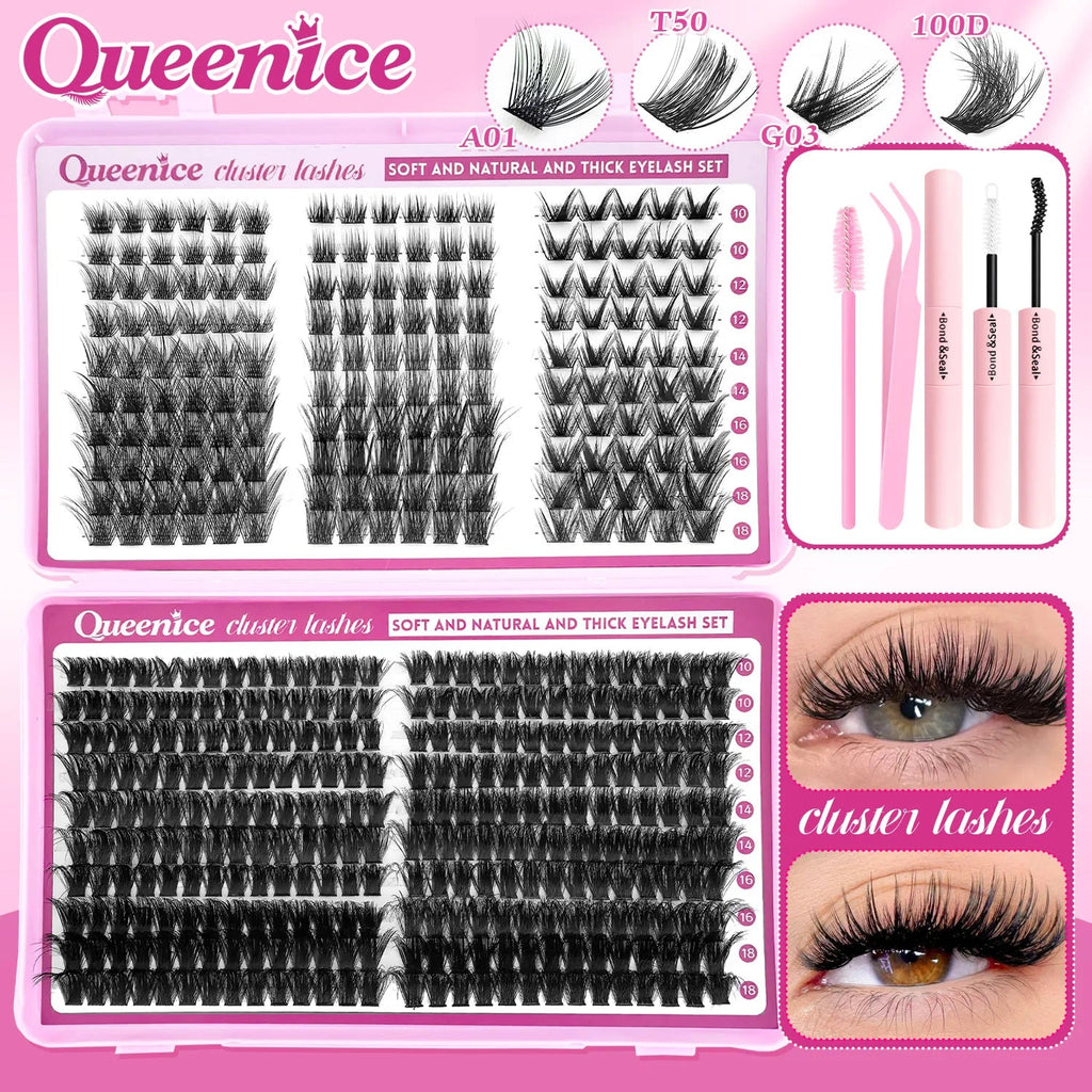 DIY Lash Extension Kit Clusters Individual Eyelashes Kit 9-16mm with Bond and Seal Wispy Natural Mange Lashes - Cozy & Co. Market