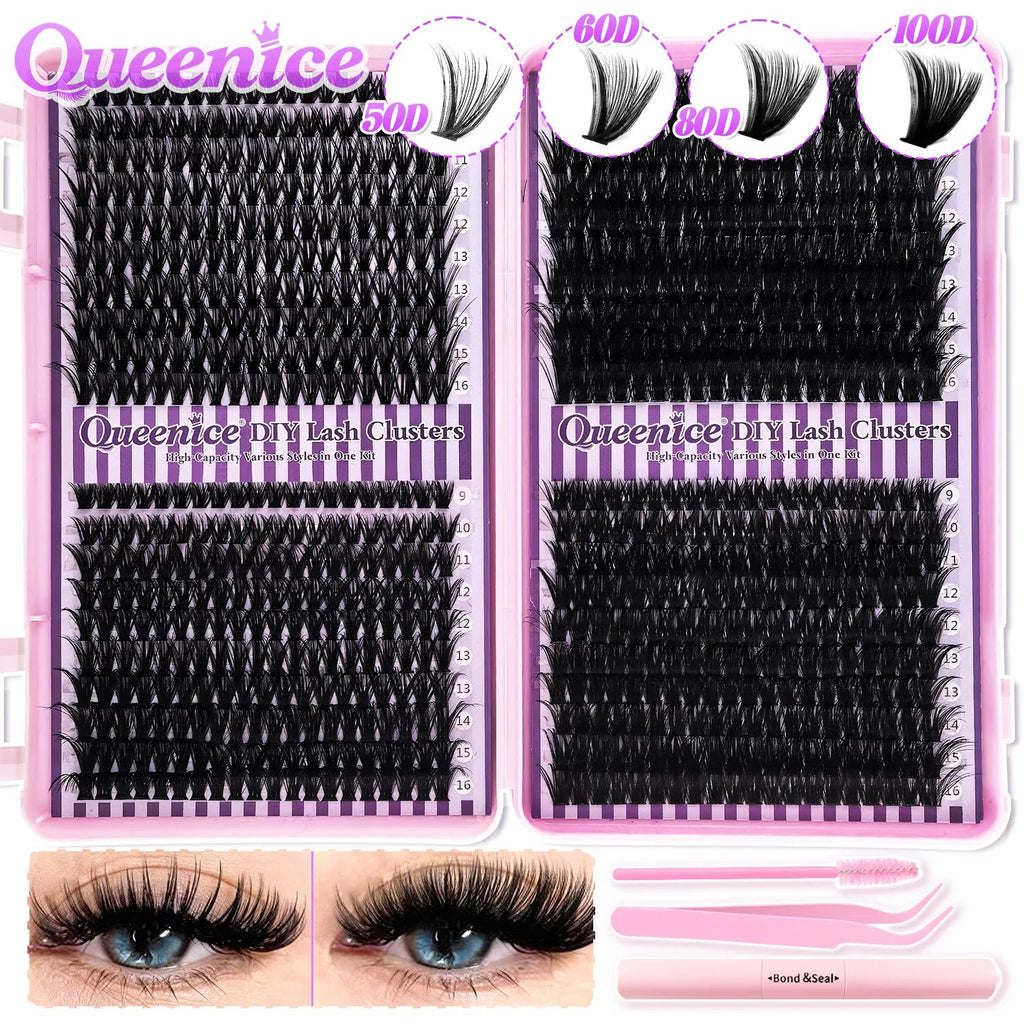 DIY Lash Extension Kit Clusters Individual Eyelashes Kit 9-16mm with Bond and Seal Wispy Natural Mange Lashes - Cozy & Co. Market