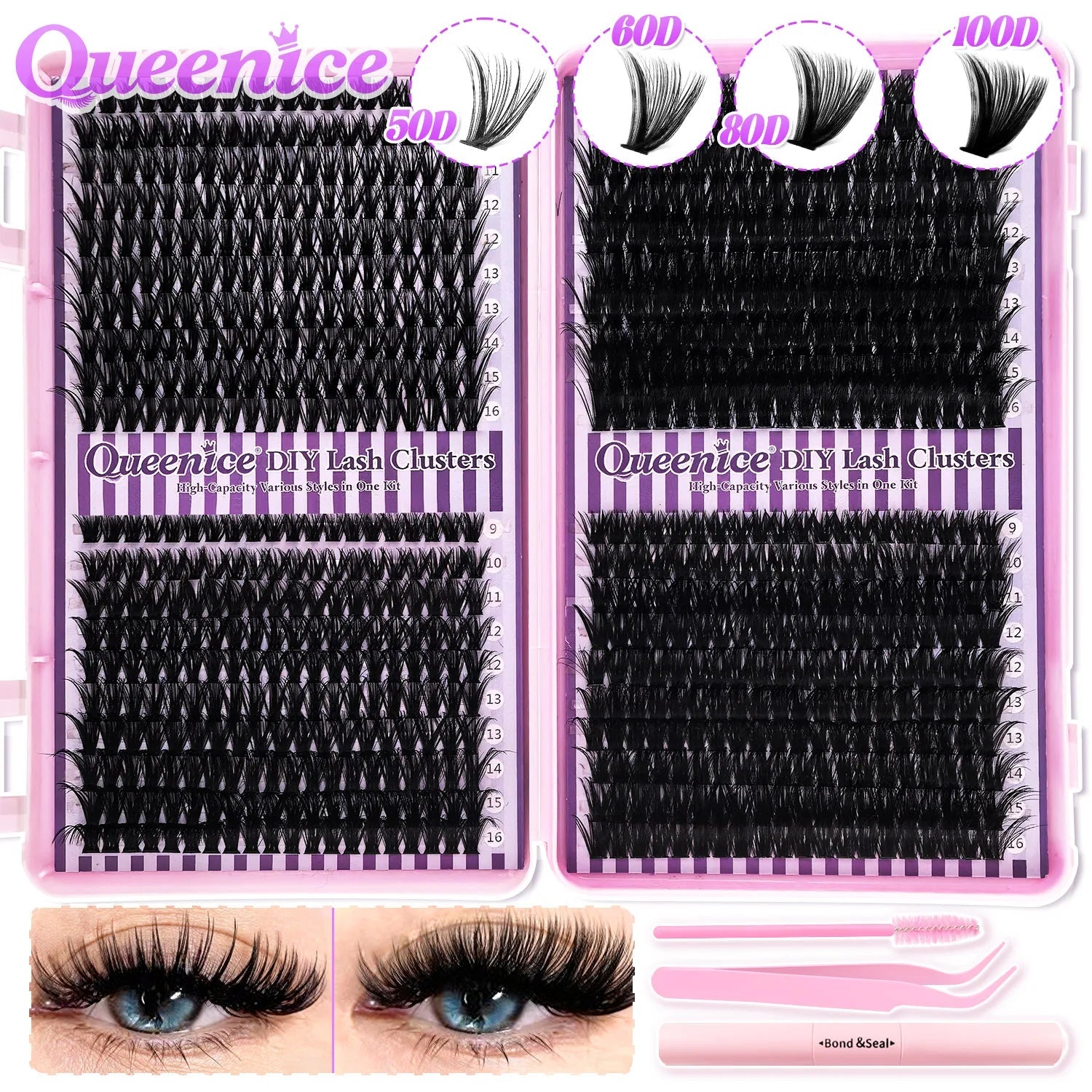 DIY Lash Extension Kit Clusters Individual Eyelashes Kit 9-16mm with Bond and Seal Wispy Natural Mange Lashes - Cozy & Co. Market