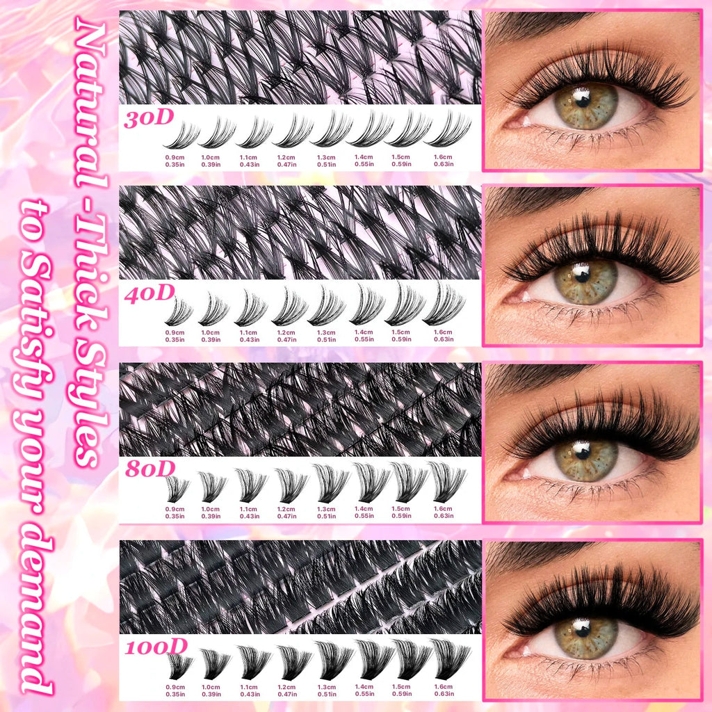 DIY Lash Extension Kit Clusters Individual Eyelashes Kit 9-16mm with Bond and Seal Wispy Natural Mange Lashes - Cozy & Co. Market