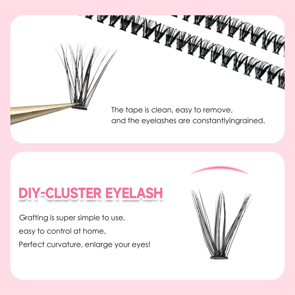 DIY Lashes Extension Kit Eyelashes 200 PCS Clusters Lash Bond and Seal Makeup Tools for Gluing Lashes Gluing Glue Accessories - Cozy & Co. Market