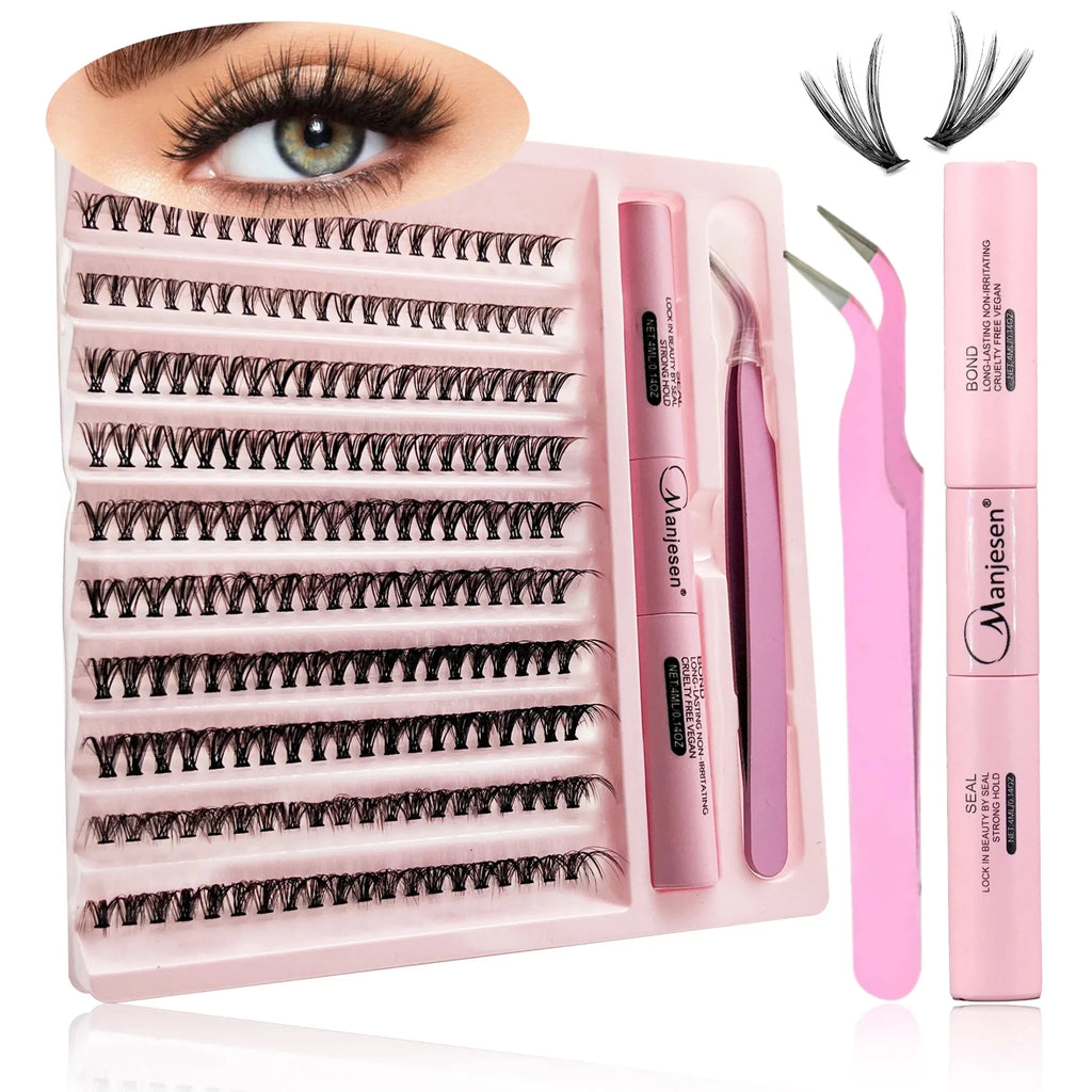 DIY Lashes Extension Kit Eyelashes 200 PCS Clusters Lash Bond and Seal Makeup Tools for Gluing Lashes Gluing Glue Accessories - Cozy & Co. Market