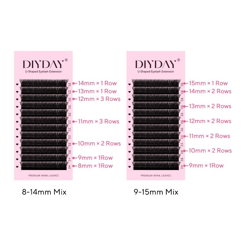 DIYDAY U-shaped Eyelash Extension Easy to Apply 3D Volume False Lashes Natural Wispy U YY Shape Faux Mink Eyelashes for Makeup - Cozy & Co. Market