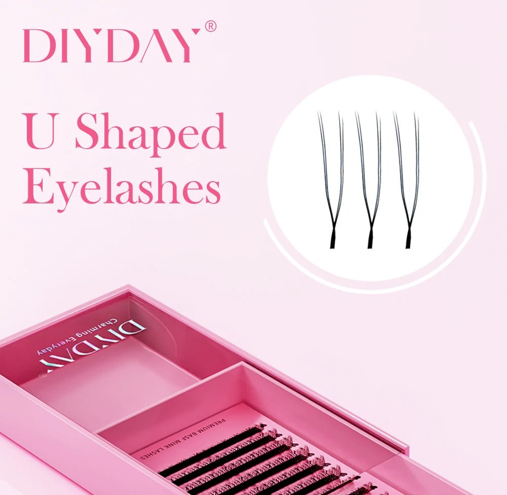 DIYDAY U-shaped Eyelash Extension Easy to Apply 3D Volume False Lashes Natural Wispy U YY Shape Faux Mink Eyelashes for Makeup - Cozy & Co. Market