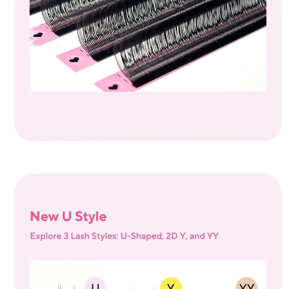 DIYDAY U-shaped Eyelash Extension Easy to Apply 3D Volume False Lashes Natural Wispy U YY Shape Faux Mink Eyelashes for Makeup - Cozy & Co. Market