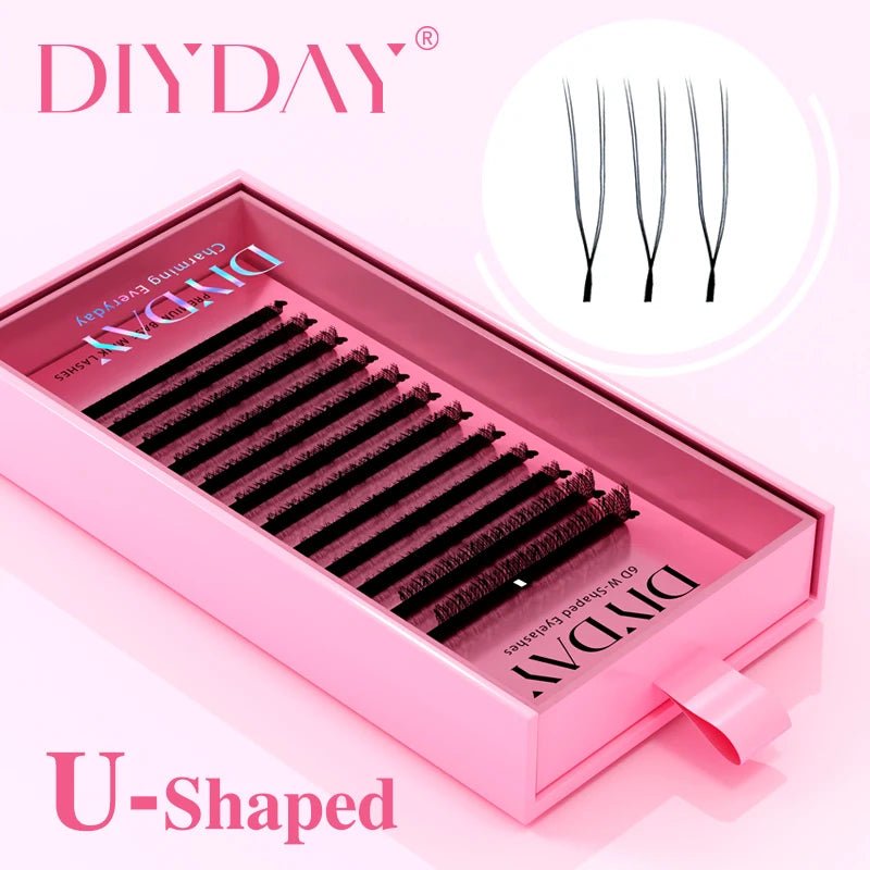 DIYDAY U-shaped Eyelash Extension Easy to Apply 3D Volume False Lashes Natural Wispy U YY Shape Faux Mink Eyelashes for Makeup - Cozy & Co. Market
