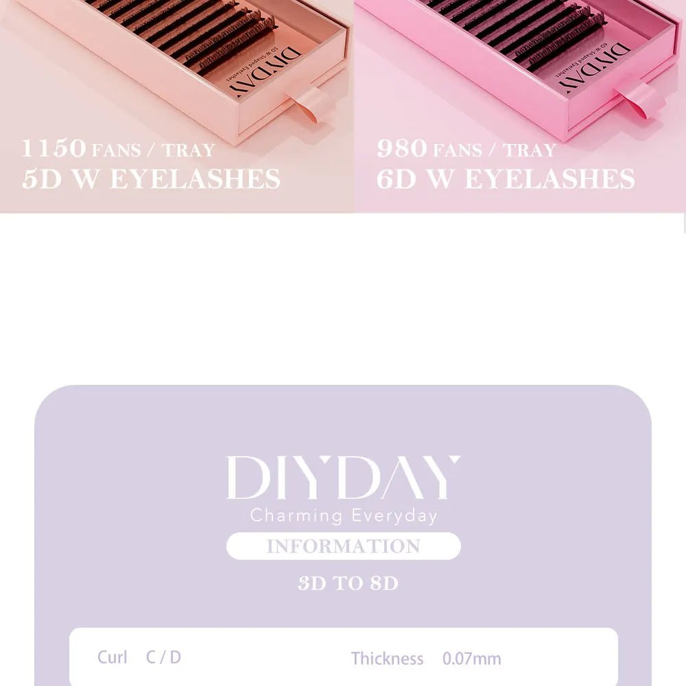 DIYDAY W Shape Eyelashes Extensions W Shaped Bloom 3d 4d 5d 6d 7d 8d Eye Lashes Natural Soft Premade Fan Lash Extensions - Cozy & Co. Market