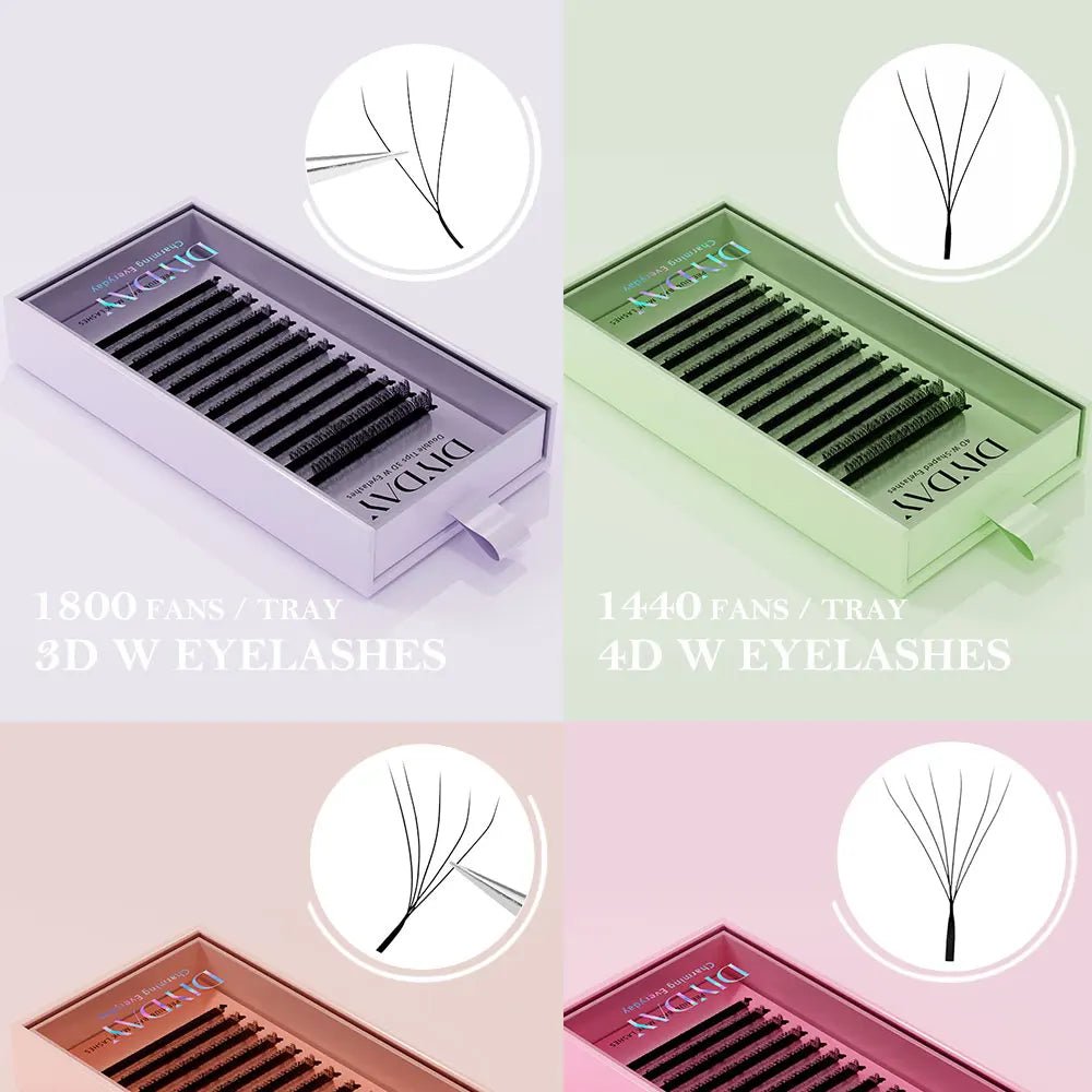 DIYDAY W Shape Eyelashes Extensions W Shaped Bloom 3d 4d 5d 6d 7d 8d Eye Lashes Natural Soft Premade Fan Lash Extensions - Cozy & Co. Market