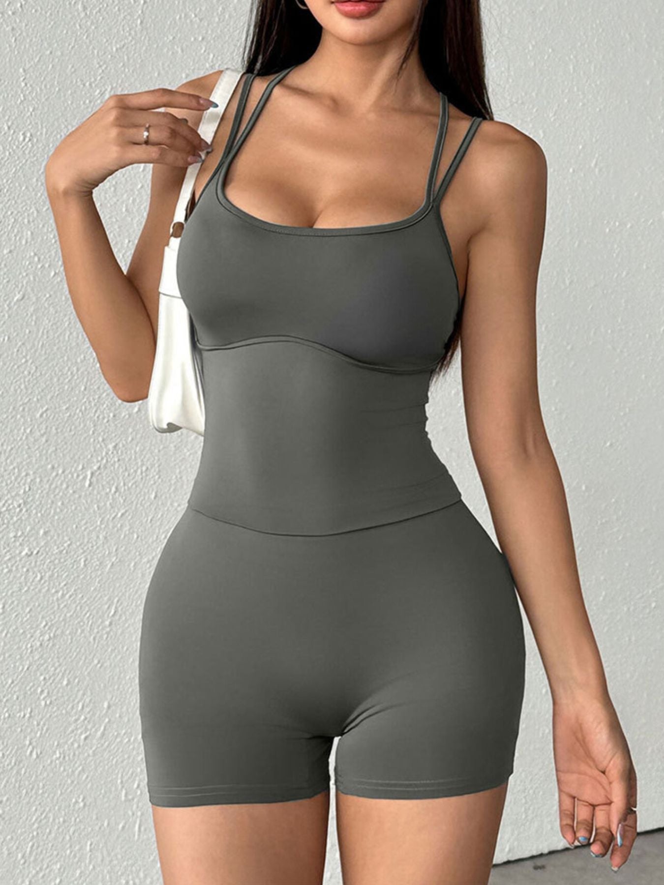 Double Spaghetti Strap Active Romper - Cozy & Co. Market