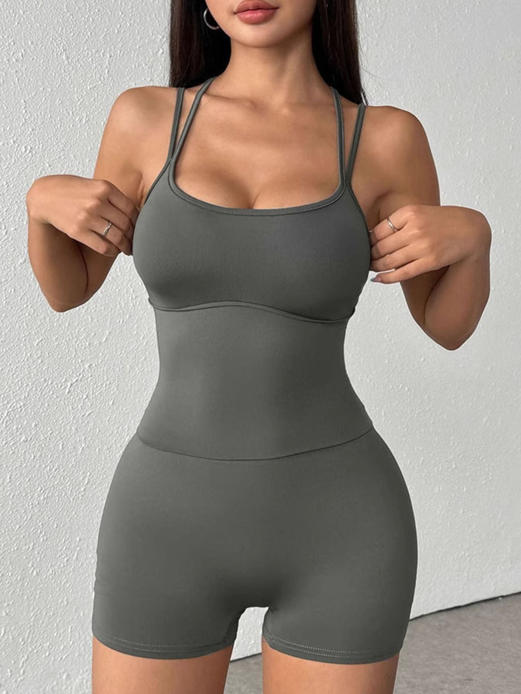 Double Spaghetti Strap Active Romper - Cozy & Co. Market