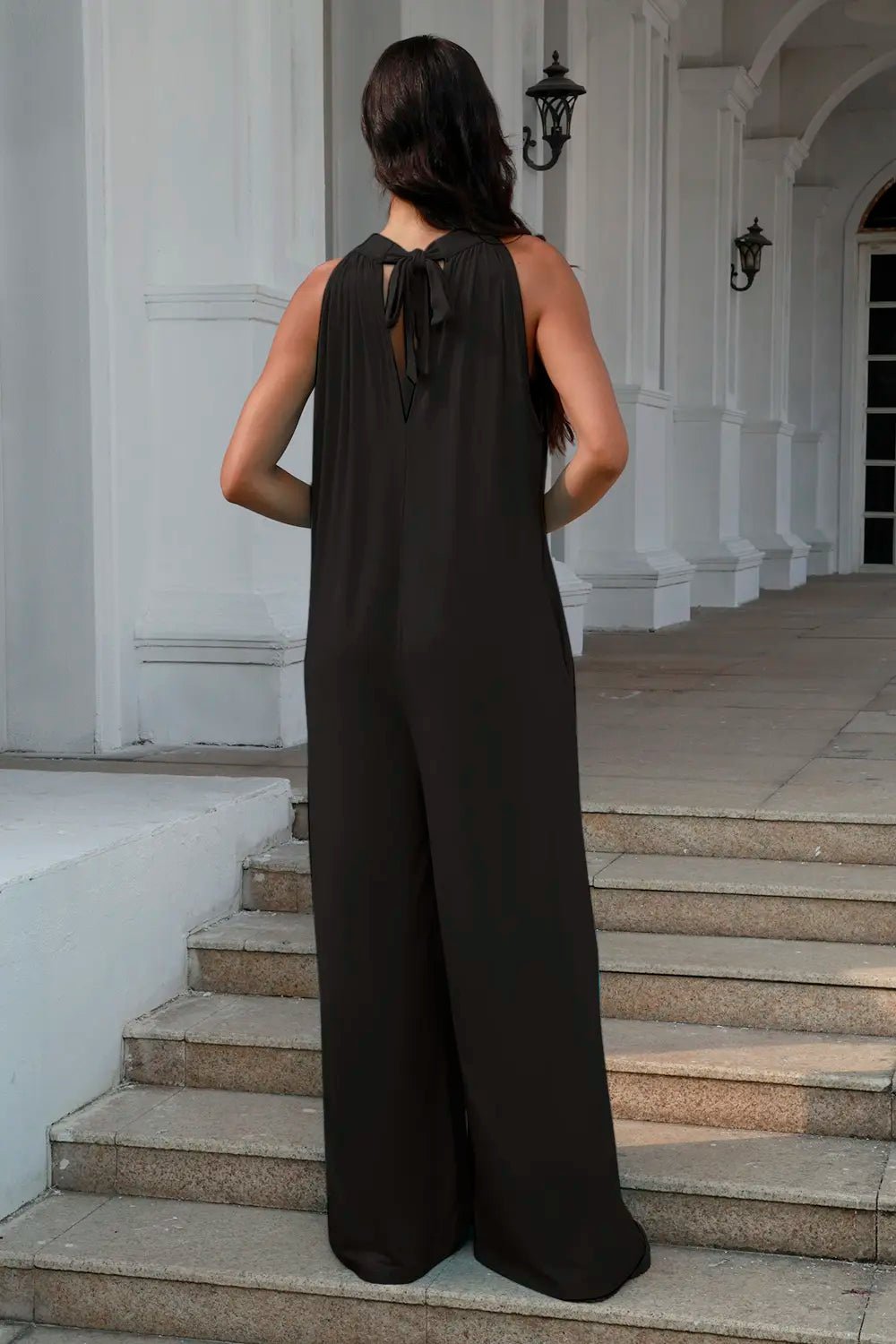Double Take Full Size Tie Back Cutout Sleeveless Jumpsuit - Cozy & Co. Market