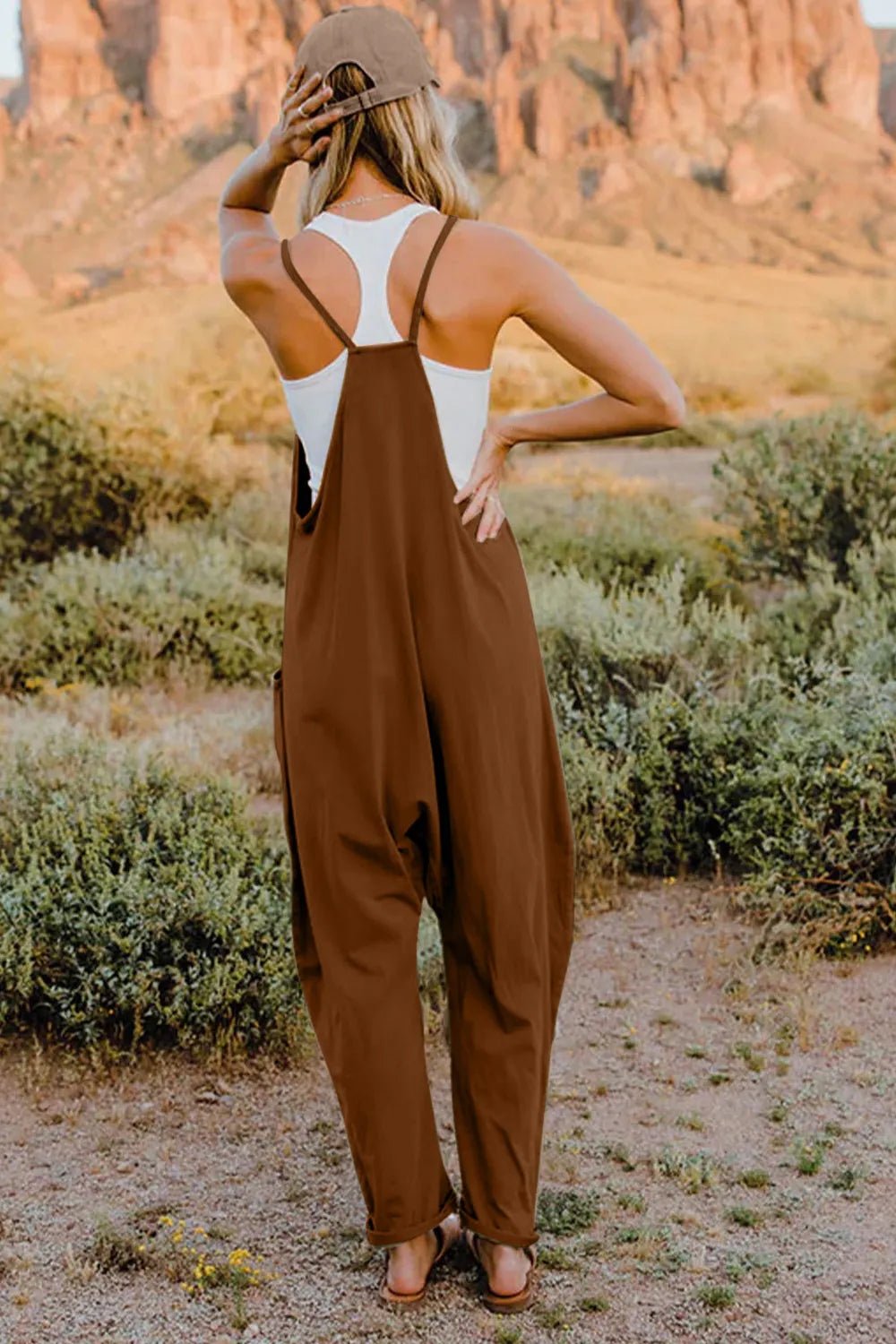 Double Take Full Size V-Neck Sleeveless Jumpsuit with Pockets - Cozy & Co. Market