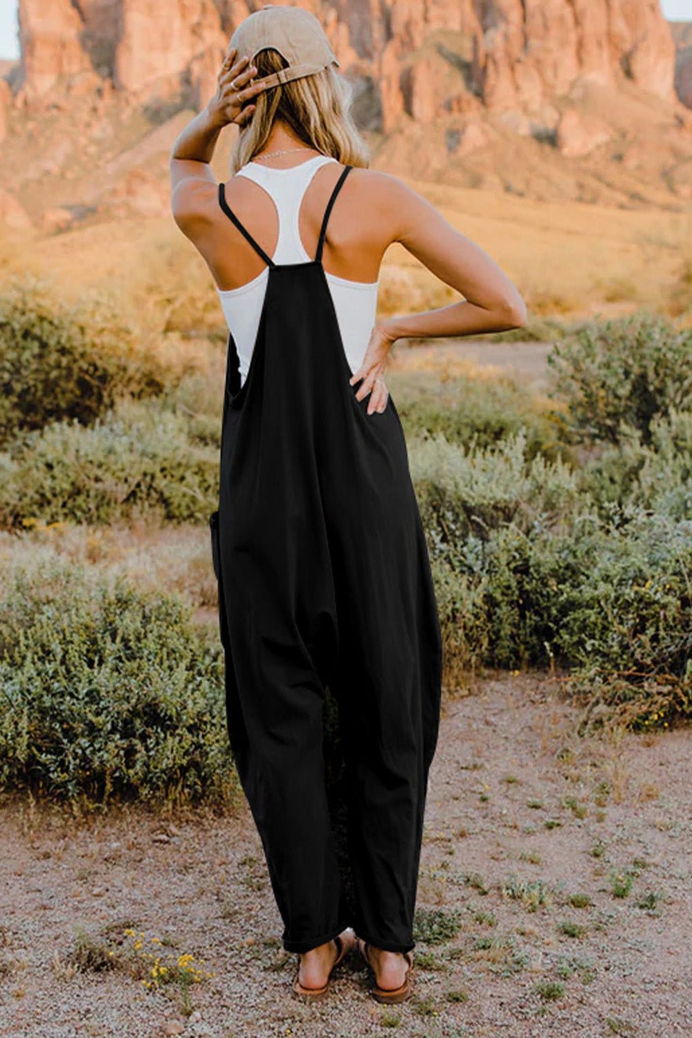 Double Take Full Size V-Neck Sleeveless Jumpsuit with Pockets - Cozy & Co. Market